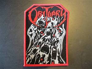 OBITUARY 刺繍パッチ ワッペン オビチュアリー 赤枠 / slayer death possessed exhumed autopsy entombed nihilist grave