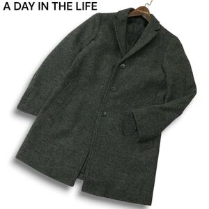 A DAY IN THE LIFE ユナイテッドアローズ 秋冬★ ウール ツイード チェスター コート Sz.S　メンズ グレー　A4T12041_B#N