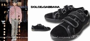 激レア★DOLCE&GABBANA★ドルチェ＆ガッバーナ★スエードベルクロスニーカー★24cm ★5 ブラック黒【本物保証】イタカジ★芸能人御用達★★