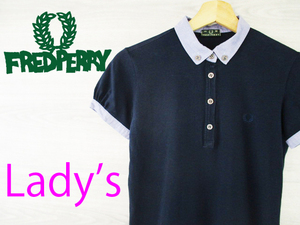 FREDPERRY●フレッドペリー イタリア製 レディース＜コットン混 ロゴ刺繍 ポロシャツ＞●H3079c