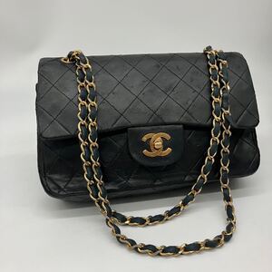 美品 CHANEL シャネル マトラッセ 23 チェーンショルダーバッグ ハンドバッグ ラムスキン ココマーク ブラック ゴールド金具