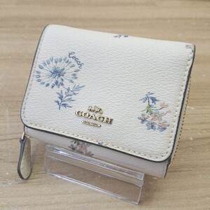 ◇ COACH コーチ 総柄 財布 ホワイト ネイビー レディース E 1405140008517