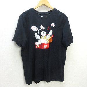 D■ナイキ/THE NIKE TEE プリント 半袖Tシャツ【XL】黒/MENS/84【中古】