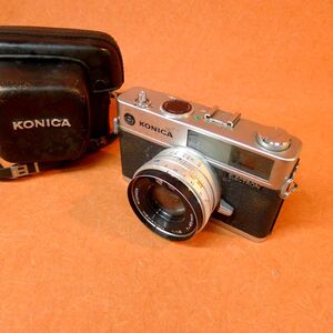 j★161 KONICA ELECTRON レンジファインダー カメラ HEXANON 45mm F1.8 レトロ ケース付き/60