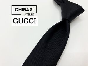 【超美品】GUCCI　グッチ　刺繍柄 ネクタイ 3本以上 送料無料 メンズ ブラック　ナロータイ　0203007