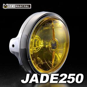 JADE250■汎用ケースにつきジェイド250に装着可■マーシャルヘッドライト　722・702　 黄レンズ メッキケース　8416