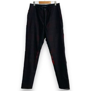 美品 23AW LIMI feu リミフゥ LAYERED SLIM FIT PANTS チェック柄 シアー レイヤード スリム フィットパンツ 1サイズ ブラック ◆