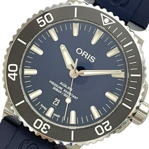 オリス ORIS アクイス デイト 01.733.7730.4135 ブルー SS/ラバーベルト 腕時計 メンズ 中古