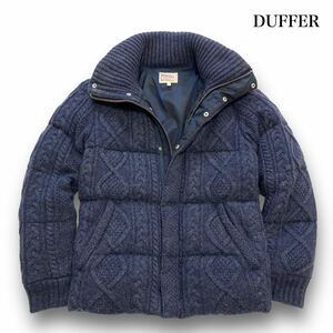 【The DUFFER of St.GEORGE】ザダファー オブセントジョージ ケーブル編み ケーブルニット ダウンジャケット アラン インディゴネイビー