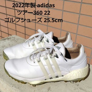 美品!! 2022年製 adidas ツアー360 22 ゴルフシューズ 25.5cm メンズ スパイクシューズ GV7245 天然皮革 ホワイト