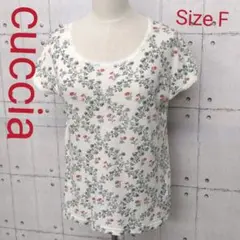 cuccia 襟・袖レース 花柄 フレンチスリーブ カットソー Size F