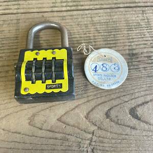 即決＊（B）古い南京錠 SPORTS PADLOCK *音響錠＊符号＊古道具＊稀少＊珍品＊デッドストック＊昭和＊