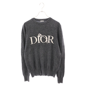 DIOR ディオール 20AW×Judy Blame Knit 043M610AT202×ジュディブレイム フロントロゴ刺繍 ニット セーター グレー