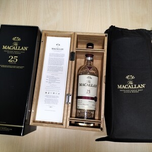 【空瓶】MACALLAN マッカラン25年 シェリーオーク 木箱付き 高級酒 美品 700ml 43% 空瓶 