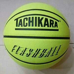 使用品 バスケットボール 7号 人工皮革製「TACHIKARA タチカラ FLASHBALL フラッシュボール ネオンイエロー」検 molten MIKASA SPALDING