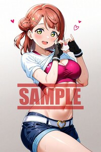 【お一人様1落札のみ：1円出品】ラブライブ! 上原歩夢 美少女 同人 ファンアート イラスト ポスター A4 コスプレ セクシー かわいい 3