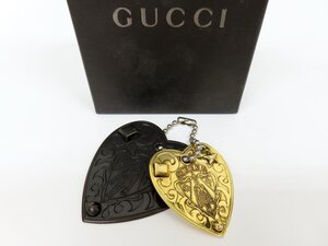 ◆超美品◆GUCCI グッチ◆クレスト ヒストリア◆チャーム キーホルダー◆ゴールド ダークブラウン◆イタリア製◆A9006