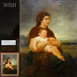 【真作】【WISH】テオドール・コッペン Theodor Koppen 油彩 約50号 1870年 ◆19世紀絵画・母子像大名画　 〇19世紀ドイツ巨匠 #24082434