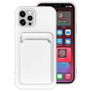 【iPhoneXS/X：ホワイト】iPhoneケース アイホン 携帯 スマホ カバー シリコン TPU カード収納 背面収納 薄型 B26