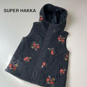 SUPER HAKKA スーパーハッカ　刺繍　花柄　中綿ベスト　フリーサイズ　ジャケット