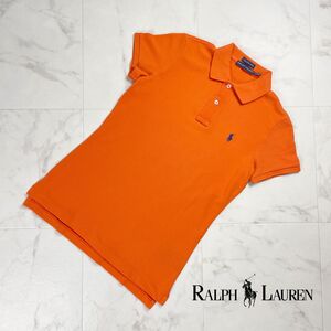 美品 RALPH LAUREN ラルフローレン the skinny polo ポニー刺繍ポロシャツ トップス レディース オレンジ サイズS*PC899