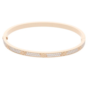 カルティエ LOVE BRACELET PAVE DIAMONDS SM/ラブブレス サイズ:17 K18PGパヴェダイヤモンドブレスレット 中古 GZ11