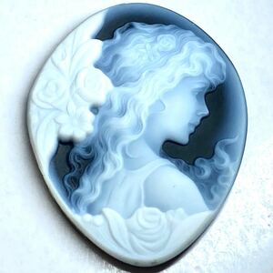 Hans Peter Muller作!!［ストーンカメオ56.28ct］n 約49.0×38.7mm 貴婦人 CAMEO アンティーク 宝石 ハンスペーターミュラー DB5/DH0 w2 87