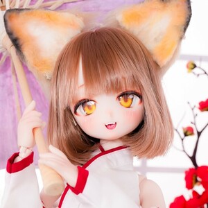 ＊きゃとろん＊DDH-27SW肌 ソフビ盛り開口カスタムヘッド ＋おまけアイ２種　ドルフィードリーム MDD 難あり