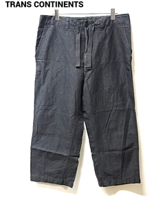 3【TRANS CONTINENTS Cropped Pants Easy Pants HEMP 110-01-0323 Grayトランスコンチネンツ クロップドパンツ イージーパンツ 麻混】