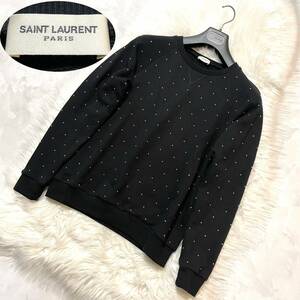 本物 エディ期 サンローランパリ メタルスタッズ スウェット トレーナー S 黒 SAINT LAURENT PARIS /Hedi Slimane