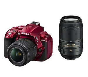 Nikon デジタル一眼レフカメラ D5300 ダブルズームキット レッド 2400万画 (中古品)