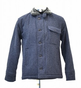 BONCOURA (ボンクラ) TWEED DECK JACKET ツイード デッキジャケット ミリタリージャケット ブルゾン 38 NAVY　Blue Tweed