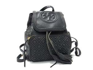 1円 TORY BURCH トリーバーチ レザー チェーン ステッチ リュックサック バッグパック レディース ブラック系 BM3951