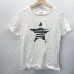 ◇ BEAMS HEART 星プリント　フロッキープリント 半袖 Tシャツ サイズ表記なし ホワイト ブラック レディース E