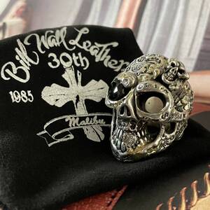 【送料無料】Bill Wall Leather BWL CUSTOMクロスボーンGRAFFITI MASTER SKULL 天然石ダイヤモンド 人気グラフィティマスタースカル18-19号