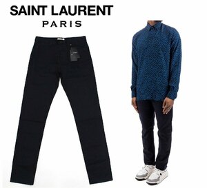 12万新品◆春夏32◆SAINT LAURENT ネイビーストレッチ チノパンツ 紺 イタリア製 ㈱ケリング【サンローラン】 1円