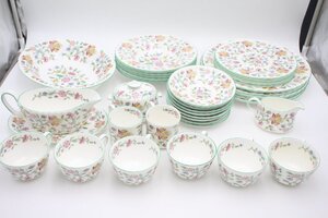 【行董】美品 高級食器 MINTON HADDON HALL BONE CHAINA ハドンホール 洋食器 ティーカップ 各種皿 シュガー ミルクポッド 等 AS000BOD08