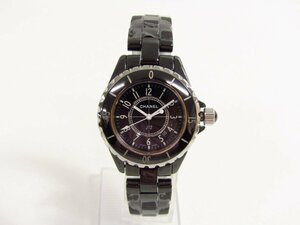 CHANEL シャネル J12 黒 ブラックセラミック H0682 クォーツ レディース 腕時計 社外新品ベルト装着 ▼SB5211