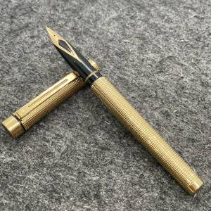 PE2229□SHEAFFER シェーファー 万年筆 タルガ GOLD ELECTROPLATED ペン先14K F 格子柄 チェック 筆記確認未 ★ペン先不良