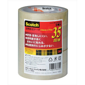 まとめ得 3M Scotch スコッチ 透明粘着テープ500 24mmX35m 5巻入 3M-500-3-2435-5P x [2個] /l