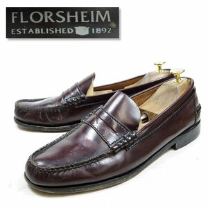 10D表記 28cm相当 Florsheim フローシャイム ペニーローファー コインローファー ビーフロール レザー 革靴 バーガンディ /24.2.1/P99