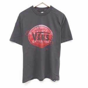 XL/古着 バンズ VANS 半袖 ブランド Tシャツ メンズ ビックロゴ コットン クルーネック 濃グレー 23aug21 中古