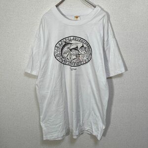 魚　メキシコ製　半袖Tシャツ　カジキマグロ　白T　ヒトデ　総柄　XXL　29 古着　入手困難　激レア希少人気　ビッグサイズ　オーバーサイズ