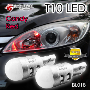 1年保証 T10 LED 赤 2個セット BL018 テールポジション 無極性 レッド 360°発光 ルームランプ LEDバルブ ステルス 代引き可