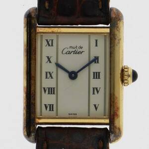 CARTIER カルティエ W1003053 マストタンクSM アイボリーダイヤル GP/レザー クオーツ レディース 【123566】