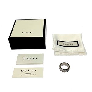 【箱付き】 GUCCI グッチ シルバー ディアマンティッシマ リング 9.2g ブラック 925刻印 328055 リング・指輪