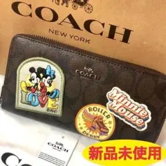 コーチ COACH ディズニーコラボ長財布 シグネチャー×ミニーマウス 茶系