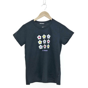 未使用品◆MARY QUANT マリークワント 半袖Tシャツ サイズM◆ ブラック コットン レディース トップス フラワーモチーフ