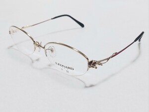 新品　LEONARD レオナール　日本製　ブランド　メガネ　眼鏡　ハーフリム　軽い　上品　高級感　ゴールド