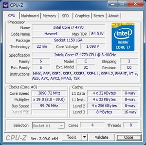 INTEL Core i7-4770 (3.40 GHz) LGA1150 ★中古正常品★